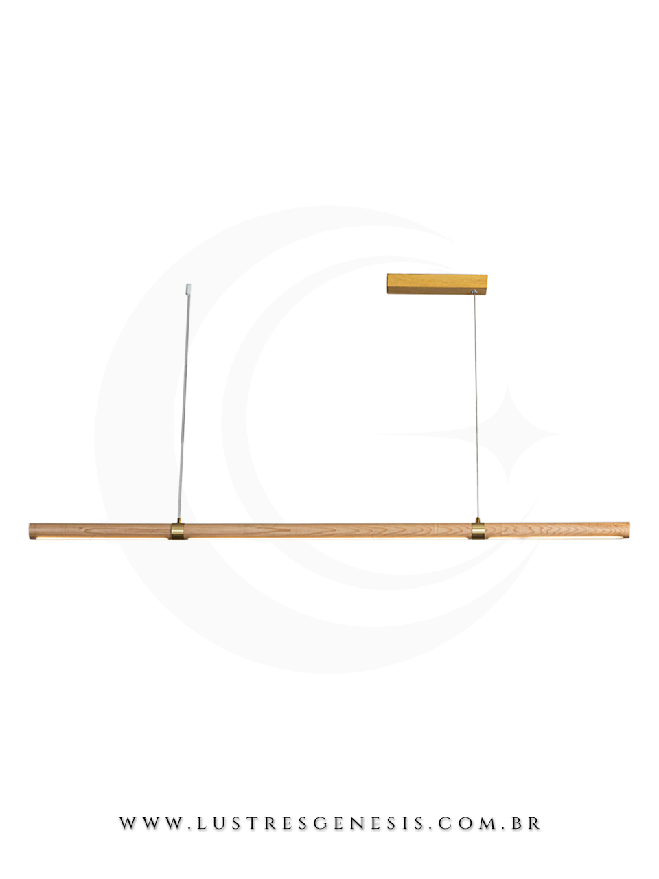 Lumin&aacute;ria Pendente Linear Madeira 150cm Retangular para Sala de Jantar e &Aacute;rea Gourmet 